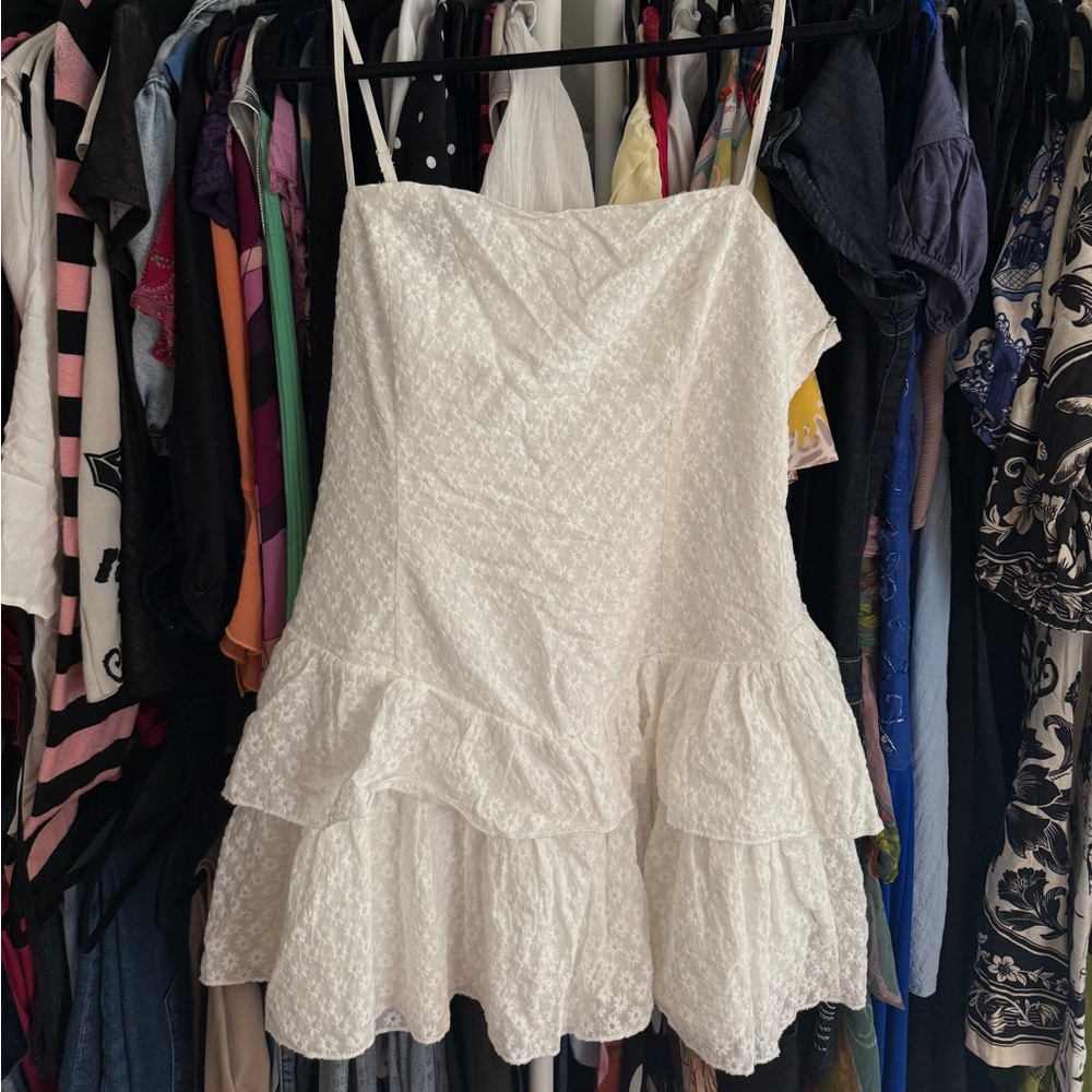 Ruffle White Tank Top